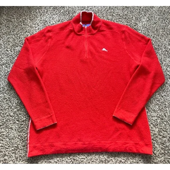 Tommy Bahama 1/4 Zip Pullover Mens XL 100% Cashmere Reddish- Orange - Picture 7 of 12
